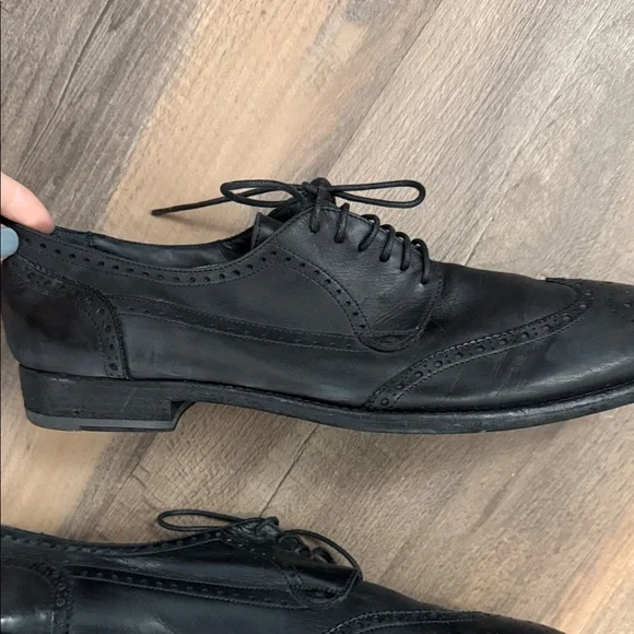 Alexander McQueen Black Brogue Leather Oxfords Size 43